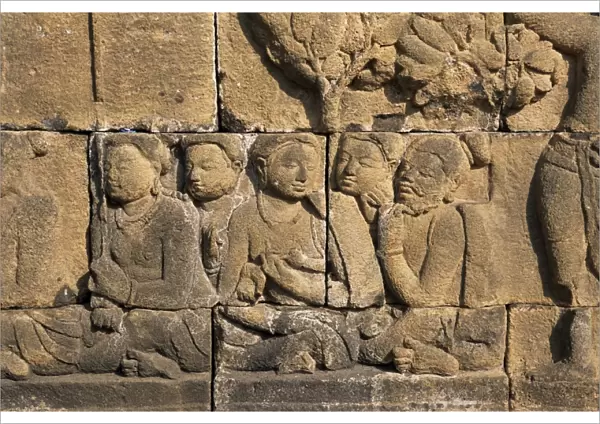 Fine Art Print of Detail of carved frieze, Borobudur