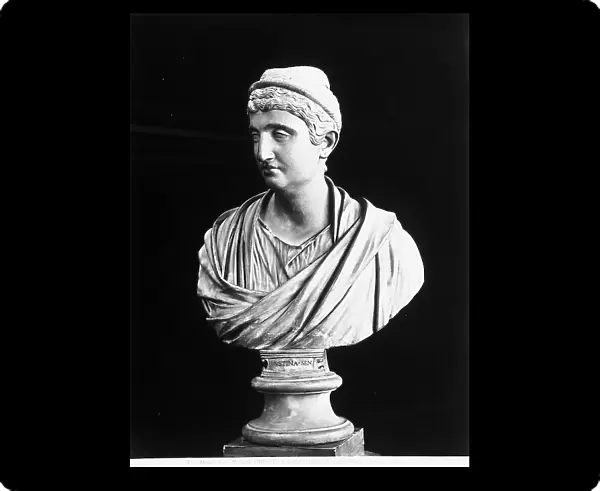 Glass Place Mat of Faustina the Elder, Roman bust, in the Galleria degli