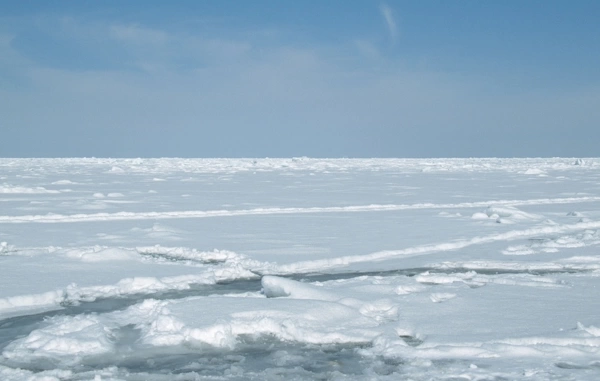 Canada crevice in ice, Harp Seal habitat. Magdalen Island