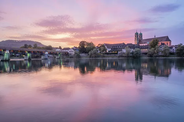 Glass Place Mat Of Bad Sackingen, The 400 Year Old Wooden Rhine River