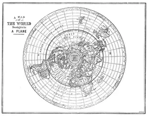 A MAP OF THE WORLD SHOWING IT TO BE A PLANE - 1893 Print