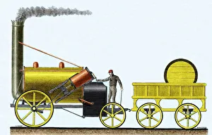 Stephensons Rocket 1829 Colour Print