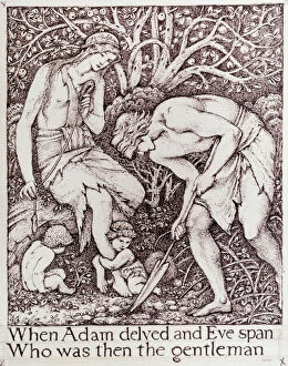 Paintings Antique Framed Print Collection: BURNE-JONES: ADAM & EVE. When Adam delved and Eve span
