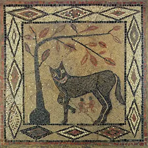 Wolf Mosaic Print, Aldborough Roman Town, 300 AD
